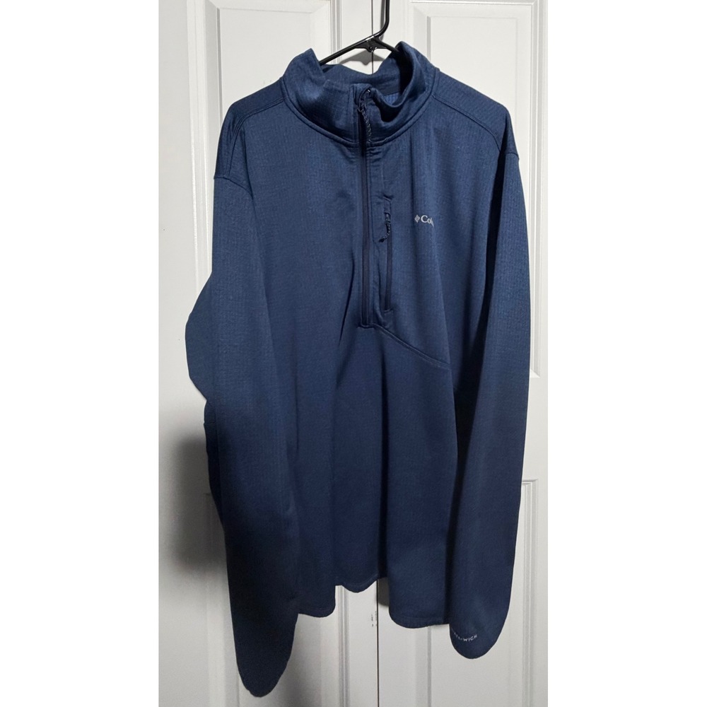 Columbia Pullover Mens 3X Navy Excellent Omni-Wick Quarter Zip Long Sleeve